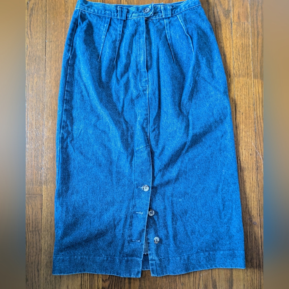 Vintage 90s Western Denim Maxi Skirt High Waist